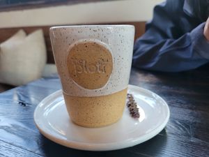 Ceramic cup. #Veganuary at The Plot in Oceanside