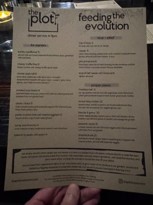 Menu Front at The Plot in Oceanside