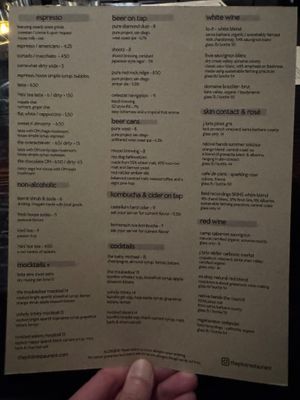 Menu Back at The Plot in Oceanside