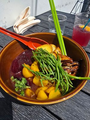 Root veggie ramen at The Plot in Oceanside