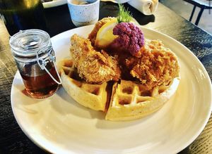 Chicken and waffles  at The Plot in Oceanside