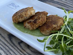 LOVE THE CRAB CAKE FLAVOR AND TEXTURE  at The Plot in Oceanside