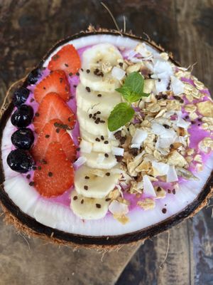 Dragonfruit smoothie bowl  at Poke Poke in Canggu