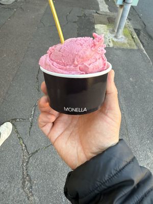 Raspberry sorbet  at Monella Gelato in Newcastle
