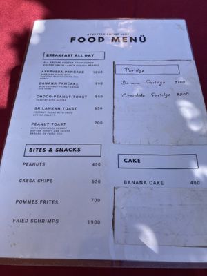 Menu march 2024  at Ayurveda Coffee Shop in Nuwara Eliya