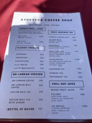 Menu march 2024  at Ayurveda Coffee Shop in Nuwara Eliya