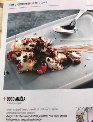 Chocolate raspberry coco Anjela  at FACTORY GIRL Restaurant. in Amsterdam