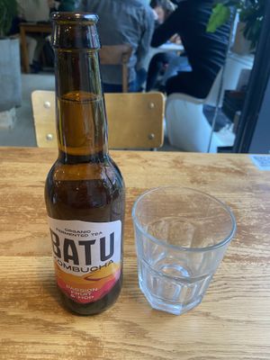 Passionfruit kombucha  at FACTORY GIRL Restaurant. in Amsterdam