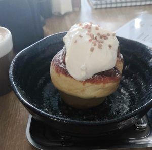 Cinammon cardamon bun at FACTORY GIRL Restaurant. in Amsterdam