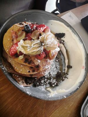 Pancakes at FACTORY GIRL Restaurant. in Amsterdam