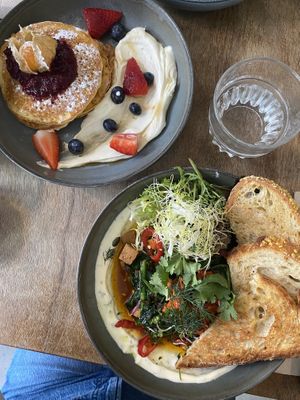 Pancakes, Turks mom with tofu   at FACTORY GIRL Restaurant. in Amsterdam