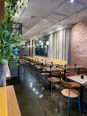 Interior - tables have been removed for social distancing  at Beyond Sushi - Upper East Side in New York City