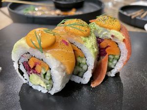 Rainbow roll  at Beyond Sushi - Upper East Side in New York City
