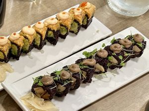 Spicy Mang Roll and Mighty Mushroom Roll  at Beyond Sushi - Upper East Side in New York City