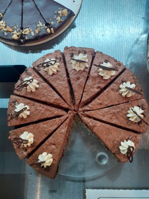 Chocolate cake 100% vegan at BioWelten BistroCafé & Organic Supermarket in Immenstadt