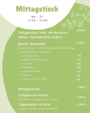 Standardkarte im Sommer at BioWelten BistroCafé & Organic Supermarket in Immenstadt