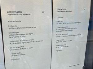 Vegan menu  at FIEF in Paris