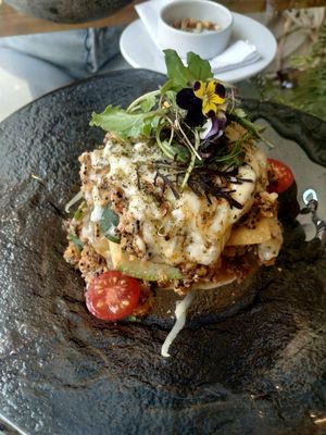 Lasaña de quinoa at Green House in Aguas Calientes