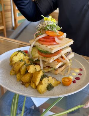 Veggie sandwich  at Green House in Aguas Calientes