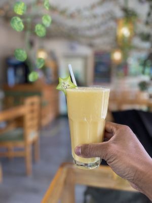 Juice blends  after a nice hike  at Green House in Aguas Calientes