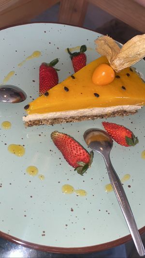 Vegan cheesecake! So good  at Green House in Aguas Calientes
