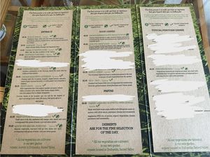 Menu  at Green House in Aguas Calientes