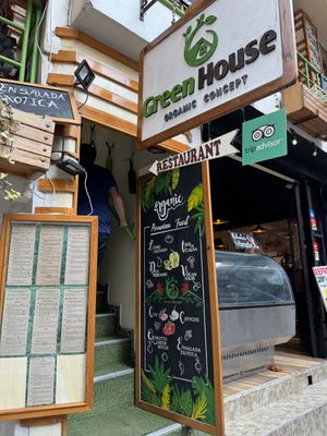 Entrance is up the stairss   at Green House in Aguas Calientes