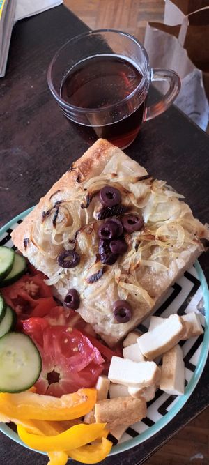 Onion tart ( I add veggies and tofu at home) at Boulangerie-Café Pain Salvator in Marseille