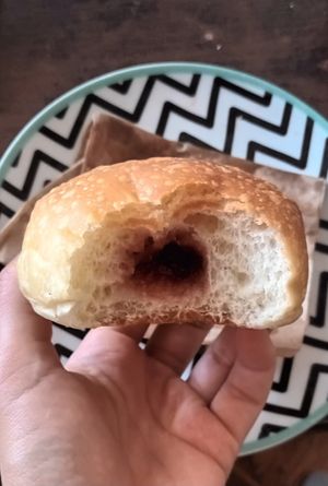 Vegan Brioche filled with framboise jam at Boulangerie-Café Pain Salvator in Marseille