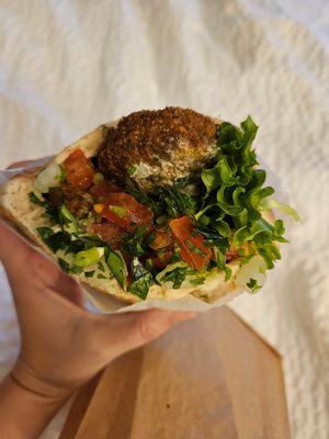 Falafel pita at Nura Hummus and Falafel in Portland