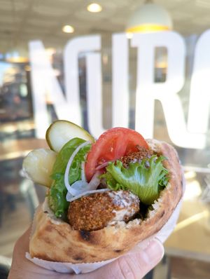 Old School Falafel Pita at Nura Hummus and Falafel in Portland