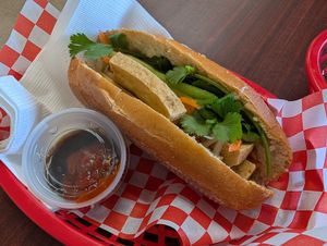 Fresh fried tofu banh mi at Leona Banh Mi in Albuquerque
