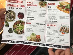 Menu 2 at Vietnamese Oven in Woolloongabba