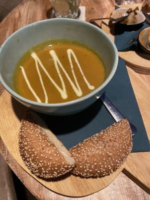 Carrot soup with gluten free bread  at Het Paradijs in Enschede