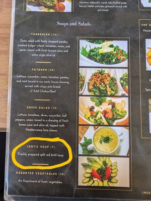 Menu at The Garden in Santa Maria