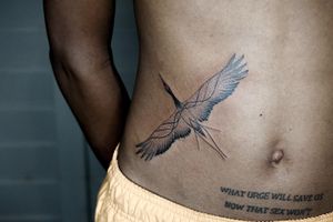 𝙄𝙂: 𝙣𝙖𝙩𝙚_𝙩𝙝𝙖𝙞𝙡𝙖𝙣𝙙 🌿 Ethereal crane tattoo with fine linework - Baan Khagee Tattoo Chiang Mai, Thailand at Baan Khagee Tattoo in Chiang Mai