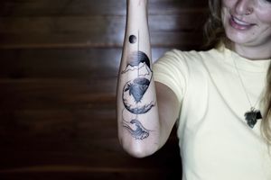 𝙄𝙂: 𝙣𝙖𝙩𝙚_𝙩𝙝𝙖𝙞𝙡𝙖𝙣𝙙 🌿 Ethereal blackwork nature tattoo on forearm - Baan Khagee Tattoo Chiang Mai, Thailand at Baan Khagee Tattoo in Chiang Mai