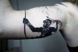 𝙄𝙂: 𝙣𝙖𝙩𝙚_𝙩𝙝𝙖𝙞𝙡𝙖𝙣𝙙 🌿Blackwork Hanuman tattoo by Baan Khagee Tattoo Chiang Mai, Thailand  at Baan Khagee Tattoo in Chiang Mai