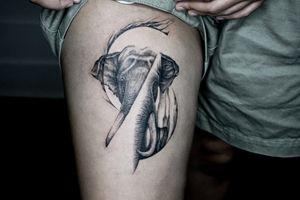 𝙄𝙂: 𝙣𝙖𝙩𝙚_𝙩𝙝𝙖𝙞𝙡𝙖𝙣𝙙 🌿ลายสักช้างไทย สไตล์blackwork realistic บ้านขจี ร้านสัก เชียงใหม่ ประเทศไทย at Baan Khagee Tattoo in Chiang Mai