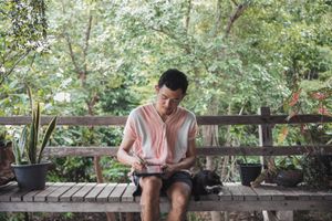 𝙄𝙂: 𝙣𝙖𝙩𝙚_𝙩𝙝𝙖𝙞𝙡𝙖𝙣𝙙 🌿 Nate, a tattoo artist in the mountains, in Chiang Mai, Thailand.  at Baan Khagee Tattoo in Chiang Mai