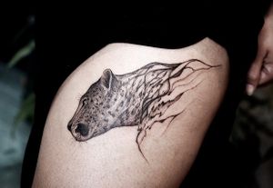 𝙄𝙂: 𝙣𝙖𝙩𝙚_𝙩𝙝𝙖𝙞𝙡𝙖𝙣𝙙 🌿ลายสักเสือแนว blackwork ที่บ้านขจี ร้านสักเชียงใหม่ at Baan Khagee Tattoo in Chiang Mai