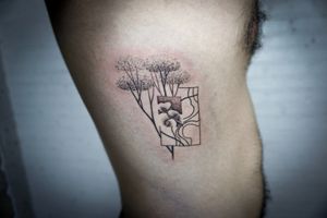 𝙄𝙂: 𝙣𝙖𝙩𝙚_𝙩𝙝𝙖𝙞𝙡𝙖𝙣𝙙 🌿Fine line minimal nature tattoo with abstract linework by Baan Khagee Tattoo Chiang Mai, Thailand at Baan Khagee Tattoo in Chiang Mai