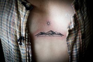𝙄𝙂: 𝙣𝙖𝙩𝙚_𝙩𝙝𝙖𝙞𝙡𝙖𝙣𝙙 🌿 Minimal mountains tattoo by Baan Khagee Tattoo Chiang Mai, Thailand at Baan Khagee Tattoo in Chiang Mai