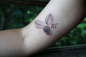 𝙄𝙂: 𝙣𝙖𝙩𝙚_𝙩𝙝𝙖𝙞𝙡𝙖𝙣𝙙 🌿 Minimal blackwork Thai Jasmine flower by Thai tattooist in Chiang Mai at Baan Khagee Tattoo in Chiang Mai