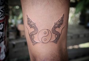 𝙄𝙂: 𝙣𝙖𝙩𝙚_𝙩𝙝𝙖𝙞𝙡𝙖𝙣𝙙 🌿 Fine line Thai Naga tattoo by Baan Khagee Tattoo studio in Chiang Mai, Thailand at Baan Khagee Tattoo in Chiang Mai
