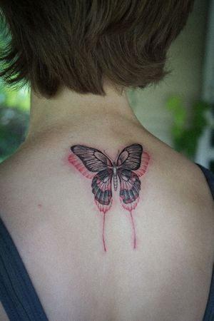 𝙄𝙂: 𝙣𝙖𝙩𝙚_𝙩𝙝𝙖𝙞𝙡𝙖𝙣𝙙 🍃 Butterfly tattoo done by Baan Khagee Tattoo Chiang Mai, Thailand at Baan Khagee Tattoo in Chiang Mai