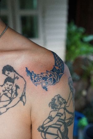 𝙄𝙂: 𝙣𝙖𝙩𝙚_𝙩𝙝𝙖𝙞𝙡𝙖𝙣𝙙 🍃 Blue Thai Naga tattoo by Baan Khagee Tattoo Chiang Mai, Thailand at Baan Khagee Tattoo in Chiang Mai