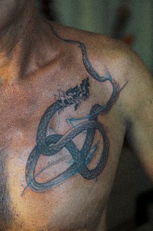 𝙄𝙂: 𝙣𝙖𝙩𝙚_𝙩𝙝𝙖𝙞𝙡𝙖𝙣𝙙 🍃 Thai Naga tattoo on the chest by Baan Khagee Tattoo Chiang Mai, Thailand at Baan Khagee Tattoo in Chiang Mai