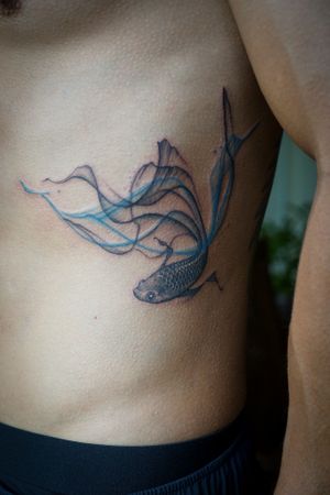 𝙄𝙂: 𝙣𝙖𝙩𝙚_𝙩𝙝𝙖𝙞𝙡𝙖𝙣𝙙 🍃 Flowing Siamese fighting fish tattoo by Baan Khagee Tattoo Chiang Mai, Thailand  at Baan Khagee Tattoo in Chiang Mai