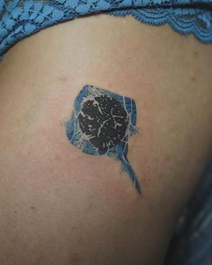 𝙄𝙂: 𝙣𝙖𝙩𝙚_𝙩𝙝𝙖𝙞𝙡𝙖𝙣𝙙 🍃 Ray tattoo with wave pattern and elephant footprint inside by Baan Khagee Tattoo Chiang Mai, Thailand at Baan Khagee Tattoo in Chiang Mai